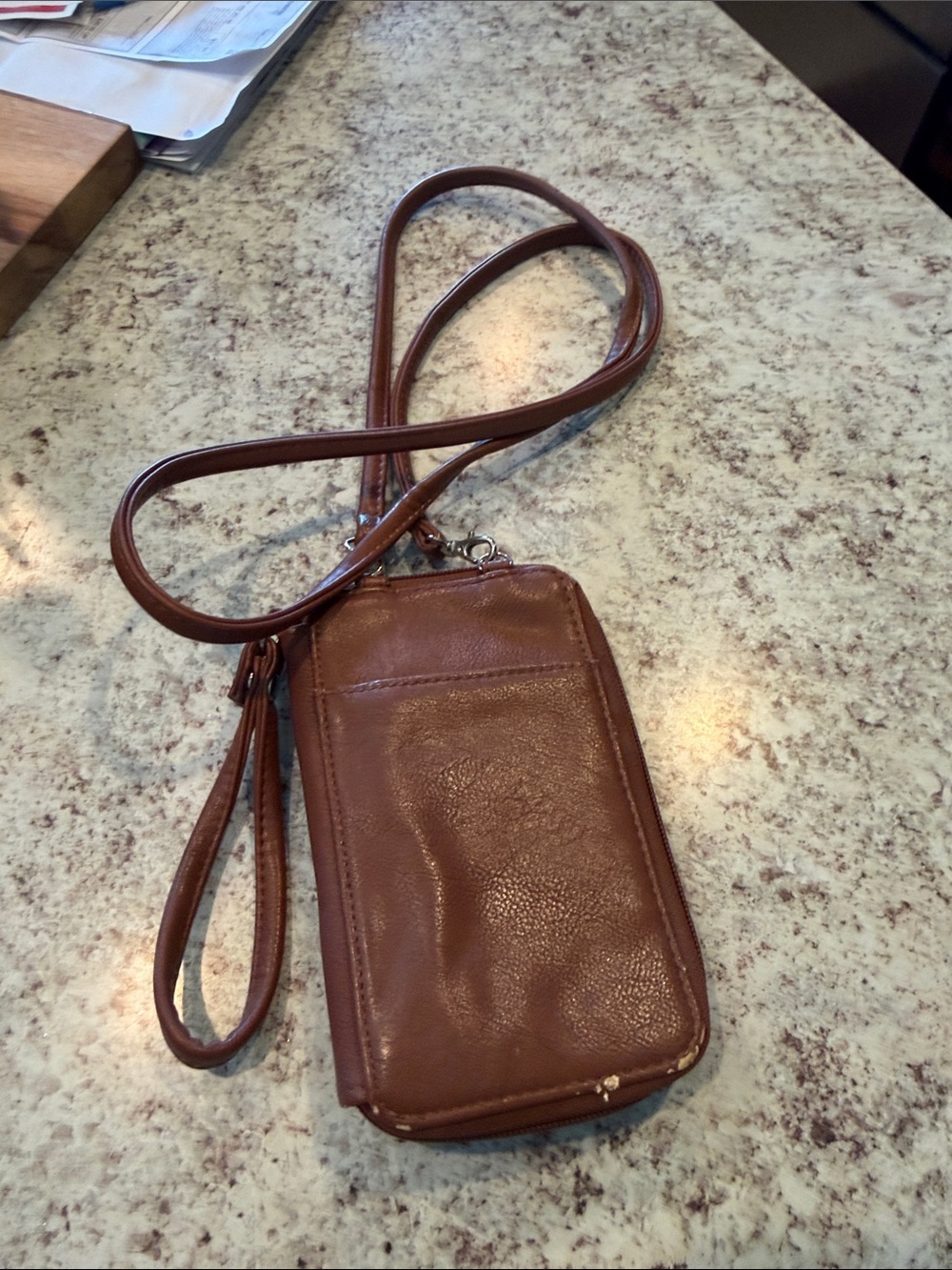 Brown Crossbody Phone Wristlet - Picture 3 of 3